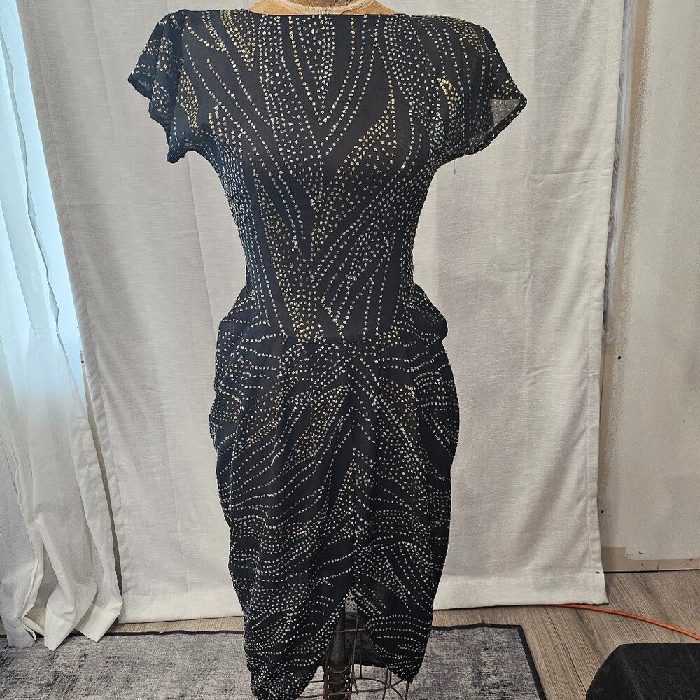 Vintage 80's Glitter Dress with draped skirt two of hearts sz 5